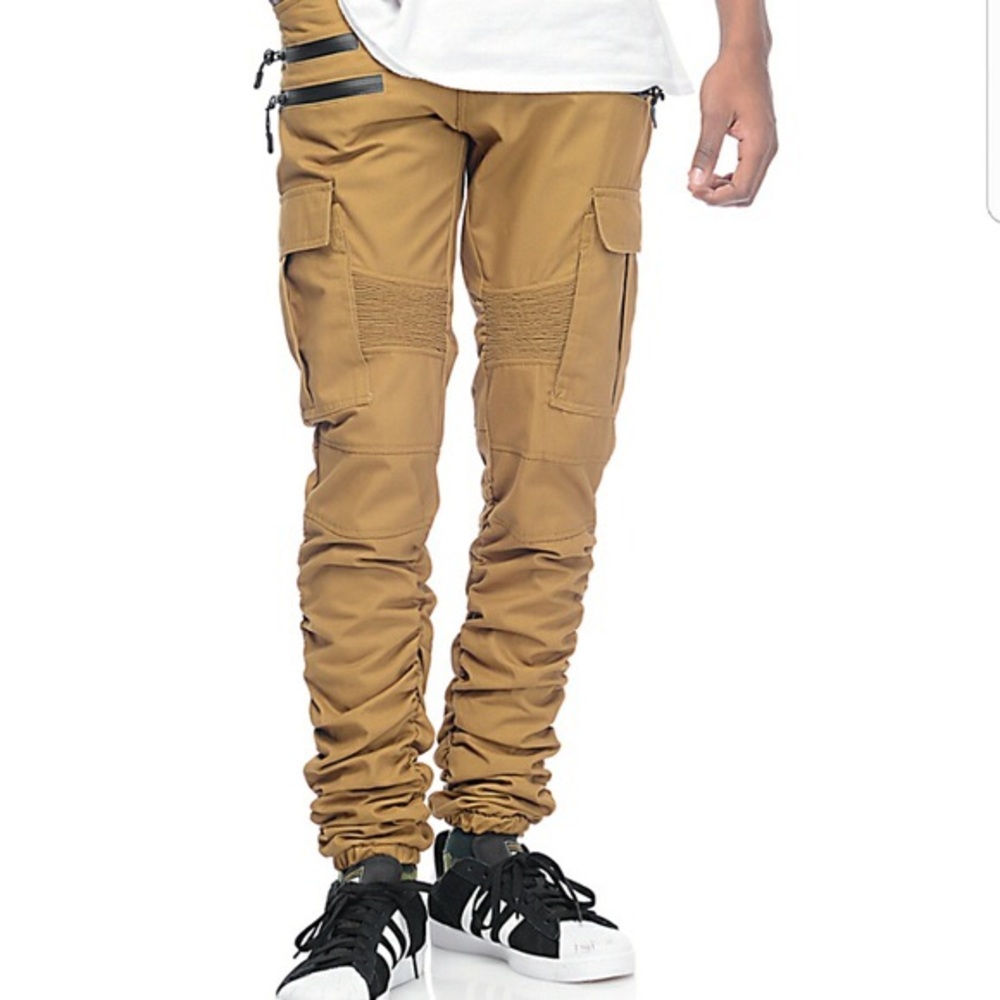 American Stitch Brown Khaki Cargo Moto Twill Pants